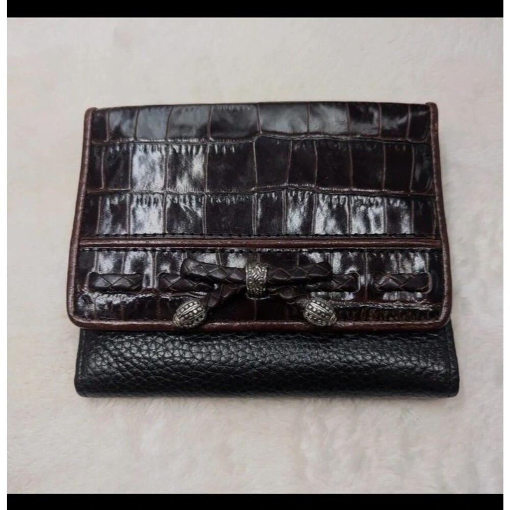 Vintage Brighton Wallet Silver Plated beads leather he/her Wallet tri foild
